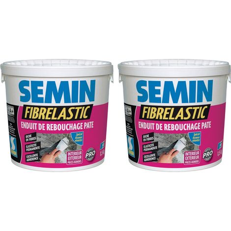 Semin – Enduit de rebouchage élastique pour fissures vivantes – 2 seaux de 1,5 kg – Application intérieure/extérieure – Elasticité permanente