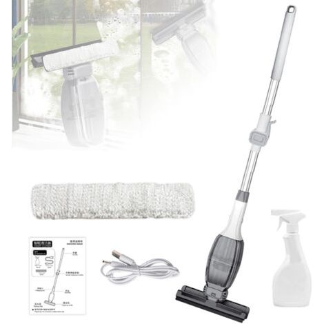 Outils de nettoyage de verre électrique, fenêtre aspirateur sans fil, aspirateur d'outil rechargeable pour fenêtres, avec 6 linge de nettoyage, bouilloire et poteau télescopique, pour fenêtres, carrea (1/5)