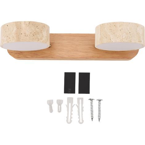 Aplicación mural LED giratoria en piedra natural, cilindro moderno de 2 luces para platos principales, cocinas, aderezos, color madera (1/5)