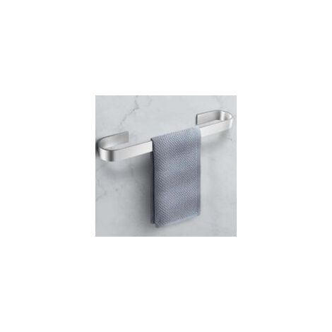 Portasciugamani autoadesivo da parete, alto 40 cm, color argento, ideale per il bagno, non richiede foratura ed è adatto anche come portasciugamani da cucina. - Crezuo (1/4)