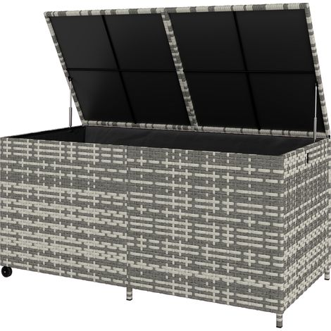 Coffre de jardin en résine, coffre de rangement extérieur étanche de 650 l avec doublure intérieure zippée