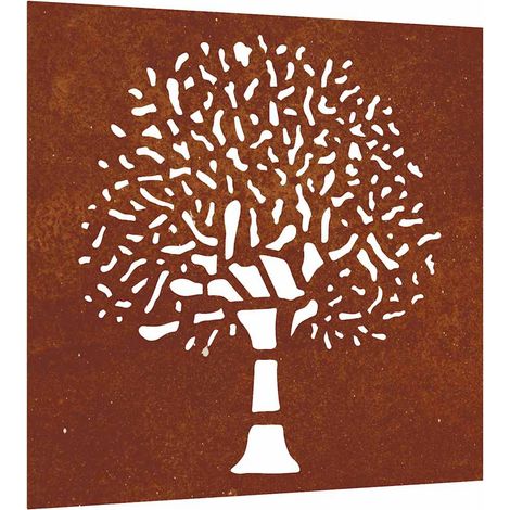 Décoration murale jardin 55x55 cm acier corten design d'arbre (1/5)