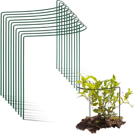 10 supports pour arbustes semi-ronds de 40 cm de diamètre et 50 cm de hauteur, verts, pour plantes vivaces, supports pour plantes grimpantes, supports pour rosiers et autres plantes grimpantes. (1/5)