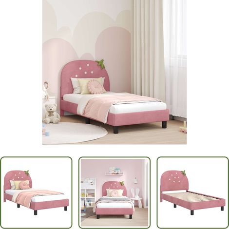 vidaXL Samt -  Kinderbettgestell mit Kopfteil Rosa 80 x 160 cm Samt (1/5)