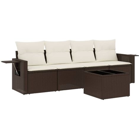 Maison Exclusive - Set comedor de jardín 5 piezas y cojines ratán (1/5)