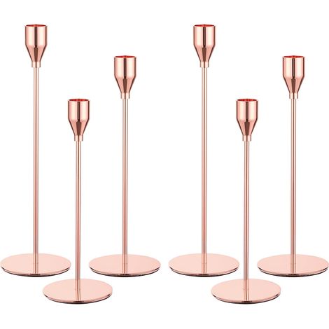 bougeoirs, bougeoirs en métal pour Bougies Coniques Bougeoir pour Bougies de 1,9 cm d'épaisseur pour Mariage, Salon, décoration de Salle à Manger (Rose) (1/5)