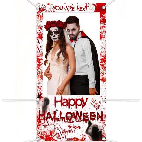 Cadre Halloween Photobooth Accessoires - Photobooth Decoration Toile de Fond Halloween Sanglant Accessoire Banderole, 180 x 90 cm (1/5)