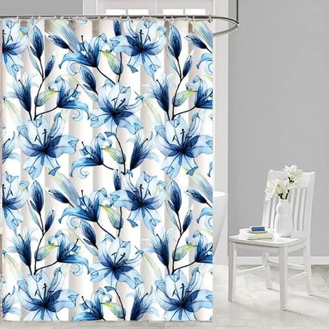 Rideau de douche à motifs floraux, rideau de salle de bain imperméable et anti-moisissures (1/5)