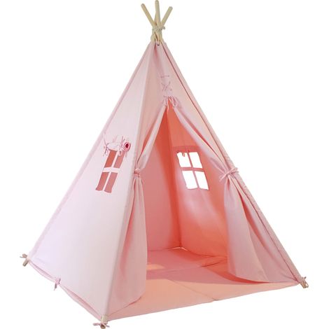 Sunny Alba Tente Tipi Pour Enfants En Rose  Tente De Jeu Avec Tapis Pour L’Intérieur / Chambre  120X120 Cm