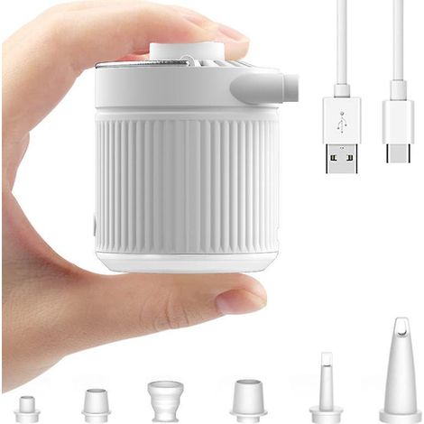 mini Gonfleur Et Dgonfleur Portable Pour Matelas Pneumatiques, 1200mah, Petite Pompe Air De Voyage Rechargeable Par Usb Avec Lumire Led, Pour Bou (1/5)
