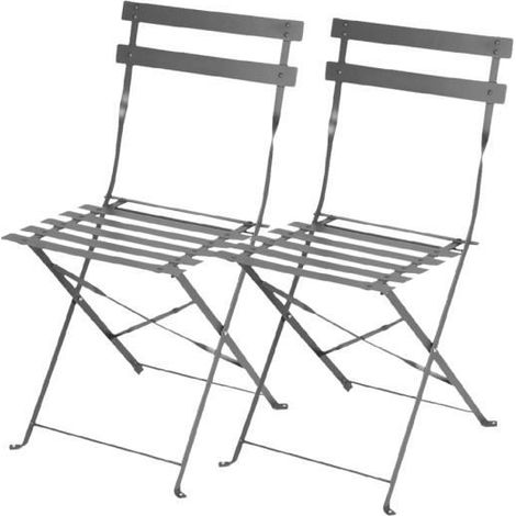 Lot de 2 chaise de jardin pliable à dossier haut en métal - Longueur 46 x Profondeur 42 x Hauteur 80 cm -JUANIO (1/3)