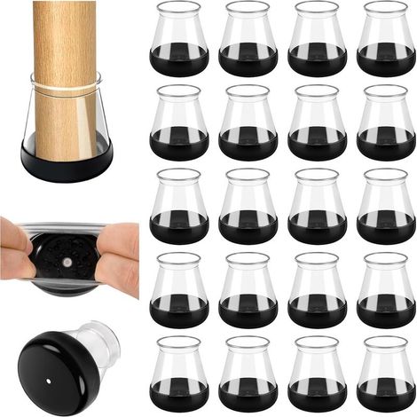 Protège-sol en silicone pour chaises – Lot de 24 pièces (13 à 20 mm) – Anti-rayure, adhérence renforcée, protection sol et mobilier (1/5)