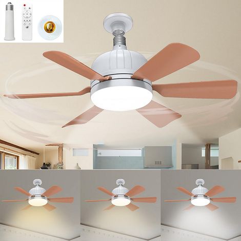 Ventilateur de plafond LED 2 pièces avec éclairage et base, 3 vitesses, température de couleur réglable, minuterie, 46 cm, marron (1/5)
