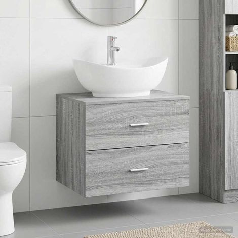 vidaXL Bathroom Furniture Set Grey Sonoma Engineered Wood (1/5)
