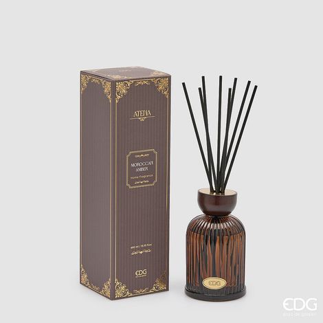 EDG Enzo De Gasperi Profumatore Bottiglia Atena Moroccan Amber 460 ml H16 Ø9 cm – Profumo per Ambiente (1/2)