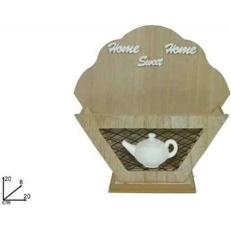 TRADE SHOP - Porta Oggetti Portaoggetti Cucina In Legno Metallo Arredamento Casa 20x20x6 Cm -