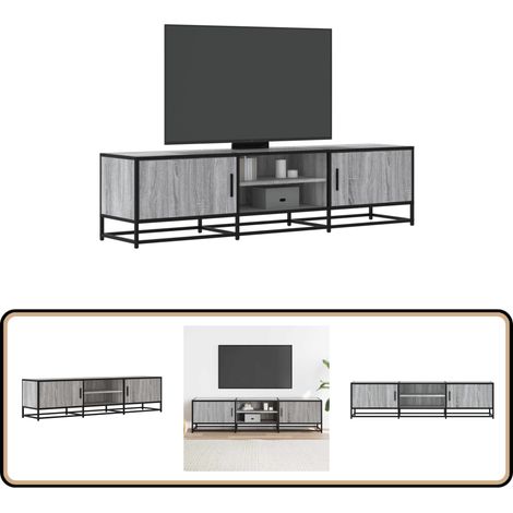 vidaXL Meuble TV sonoma gris 160x35x41 cm bois d'ingénierie et métal (1/5)