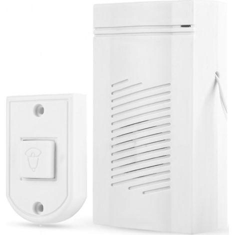 Kit de carillon de porte de bouton poussoir de sonnette filaire sonnette murale en ABS pour laboratoire scolaire domicile, blanc (1/5)
