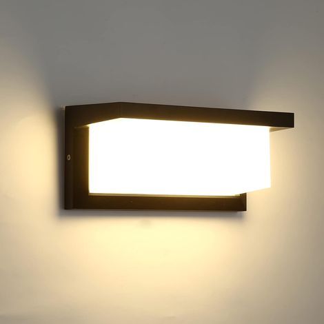 Outdoor LED wall light with motion detector, IP65 waterproof, controlled by a square radar sensor (warm light). (1/5)