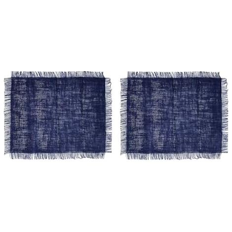 Mikasa Jute-Platzsets, 2er-Set, Blaue rechteckige Platzsets für rustikale Esstische, 35 x 45 cm, rutschfest, Naturdesign