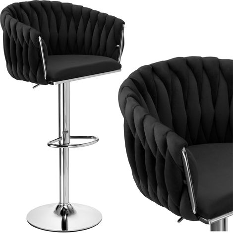 Taburete de bar Cofton cromado de terciopelo negro (1/5)