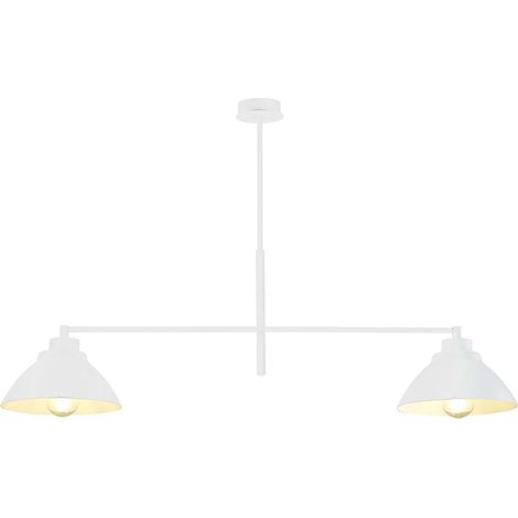 Lampadario Minimal Castore Acciaio Bianco 2 Luci E27 Ip20 (1/5)