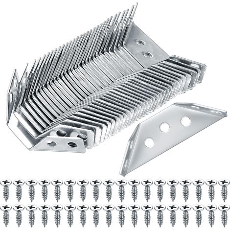 Set mit 30 universellen Eckverbindern aus Edelstahl, dreieckigen Winkeln für Möbel, Schränke, Stühle und Tische.