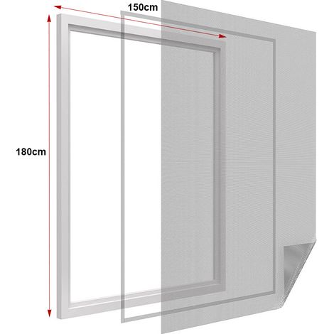 Zanzariera finestra adesiva nera, rete lavabile, 150x180 cm, con velcro (1/3)