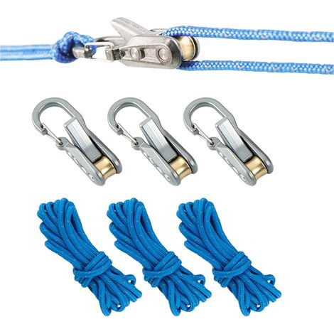 Tendeur de câble à came - Outil de serrage de corde et paracorde avec mousqueton - Ajusteur de corde rapide pour camping, randonnée, bateau et utilisation stationnaire (6 pièces) (1/5)