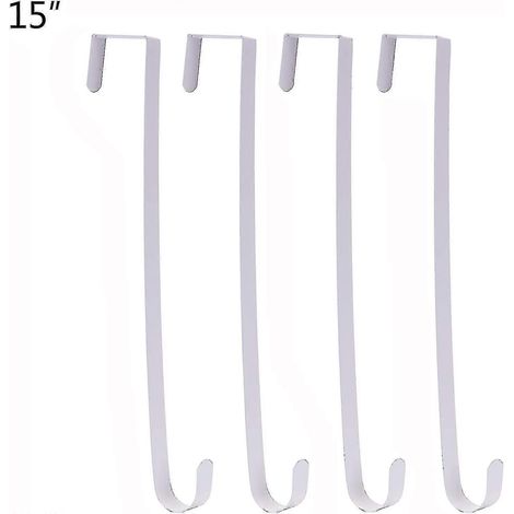 Crochet simple en acier de 15 pouces pour couronne de porte d'entrée, blanc (4)