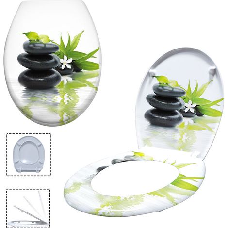 Abattant adulte pour WC Frein de Chute avec système Soft Close Fixation Facile Charnières Robustes Finition de Haute qualité(pierre) HENGMEI