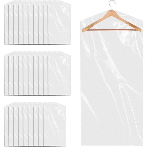 30er-Packung durchsichtige Kleidersäcke (60 x 120 cm), staubdichte Schutzhüllen aus Kunststoff zur Aufbewahrung von Anzügen, Kleidern und Mänteln (1/5)