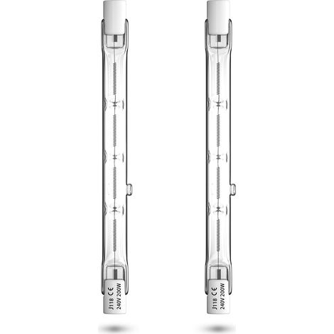 200W R7s 118mm Linear Halogen Bulb, J118 Dimmable 3900lm Warm White 2800K Pencil Halogen Bulb for Home Lighting, Work, Security, Street Lamp, etc (2pcs)