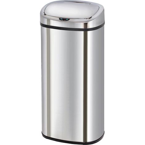 Poubelle de cuisine automatique 80L grande capacité en acier INOX avec cerclage (1/5)