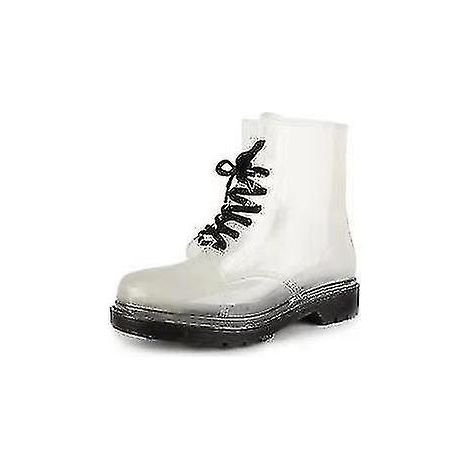 Damen-Regenstiefel, versandkostenfrei, zum Schnüren, wasserdicht, transparent, bonbonfarben, für den Außenbereich geeignet, Größe 38, schwarz. (1/5)