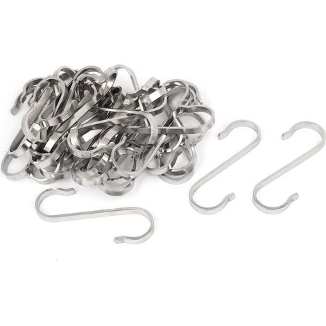 30Stk Badezimmer-Zubehör 19mm Öffnungsbreite 76mm Rostfreier Stahl S Form Handtuchhaken Haken Hänger (1/2)