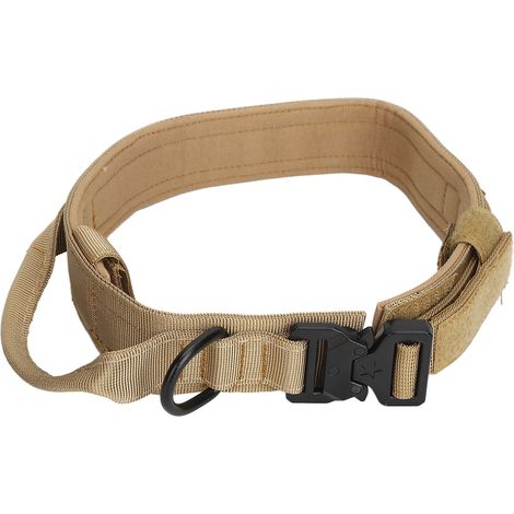 Collier pour Chien Ajustable Boucle Métal Polyester Khaki Taille L Robuste avec Anneau en D Idéal Dressage Extérieur (1/4)