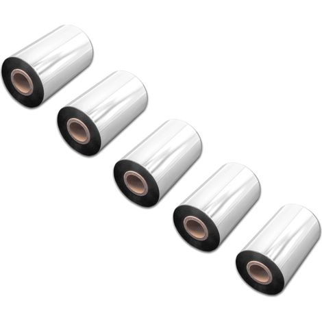 vhbw 5x Thermal Ribbon compatible with Zebra 105SL, 105SE, 110 Xi, 140 Xi Label Printer, 100 mm x 300 m, Wax Resin, Black