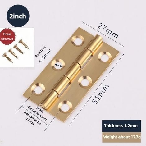 (4 pièces - 5 cm) Charnières en cuivre pur, connecteurs de porte, fixations universelles pour meubles, tiroirs et armoires, accessoires de quincaillerie pour portes et meubles. (1/5)