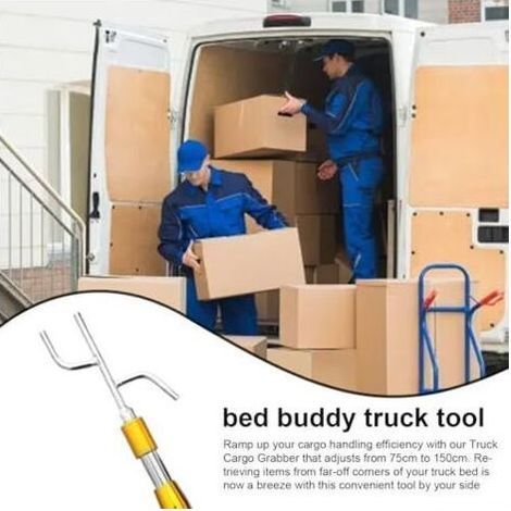 Outil télescopique de récupération cargaison lit camion Perche extensible 1,5 m avec crochet magnétique pour camionnettes Bâton résistant à la rouille chargement Jaune - (1/4)