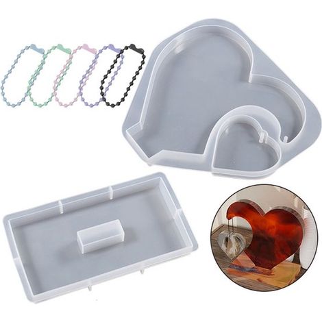 1 ensemble de moules en résine pour cadres photo 3D, moules en silicone en forme de cœur pour résine, moules en résine époxy pour cadres photo DIY pour mariage et décoration intérieure (1/5)