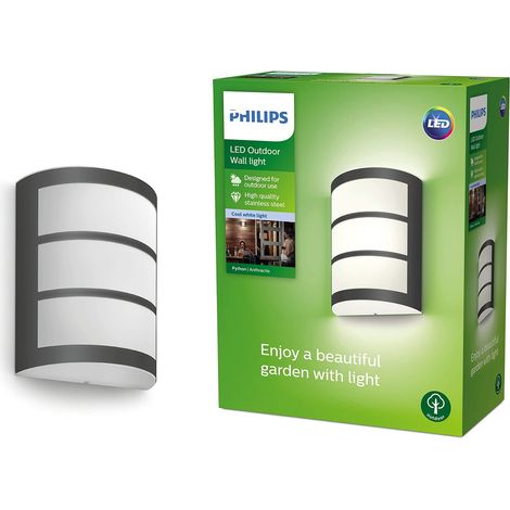 Applique murale d'extérieur LED, 6 W, lumière blanche froide 4000 K, 600 lm, classe de protection IP44, ampoule intégrée, anthracite (1/5)