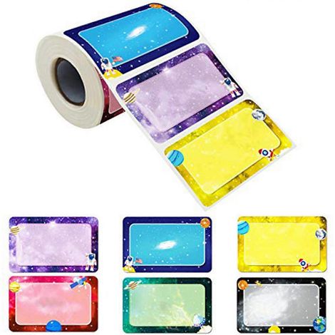 300 étiquettes autocollantes avec des noms de planètes de dessin animé (5,6 x 8,9 cm) pour vêtements, idéales pour les garderies et les écoles. (1/4)