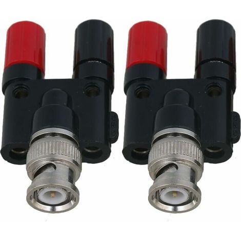 Lot de 2 connecteurs coaxiaux BNC mâle vers double banane pour fil d'oscilloscope (1/5)