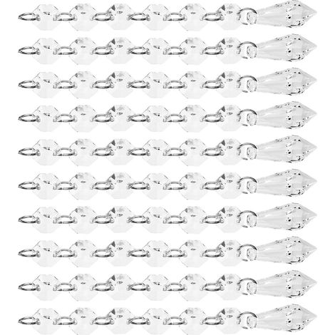 Lot de 10 pendentifs en acrylique transparent de 15 cm, en forme de goutte allongée, pour lustres, chambre de bébé ou sapin de Noël.