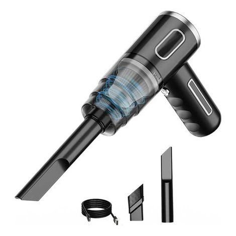 Kabelloser Handstaubsauger fürs Auto Tragbarer, wiederaufladbarer Mini Autostaubsauger Schwarz 2 Aufsätze 29000 Pa (1/5)