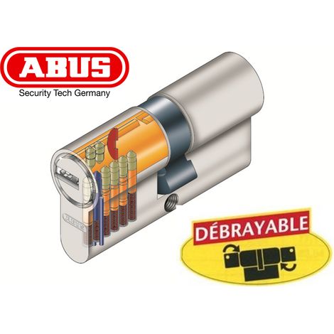 Abus – Cylindre de serrure haute sécurité 40x55mm – Résistant au perçage et crochetage – 5 clés débrayables incluses – 8 goupilles