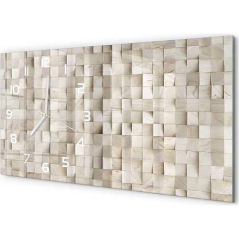 Horloge Murale Panoramique Minimaliste 60x30 cm Design Épuré Moderne Cubes en bois (1/5)