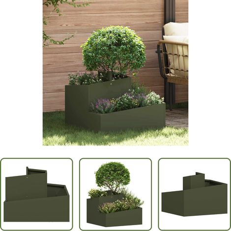 Pot métallique -  Cache-pot de jardin Vert olive 60 x 60 x 50 cm (1/5)