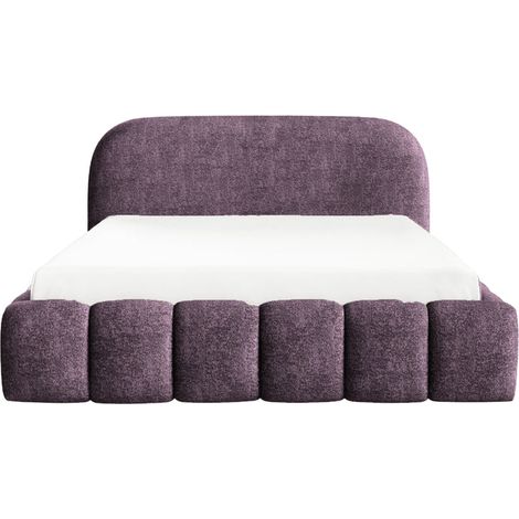 MARGOT - Lit coffre tissu texturé 160x200cm Mauve (1/5)